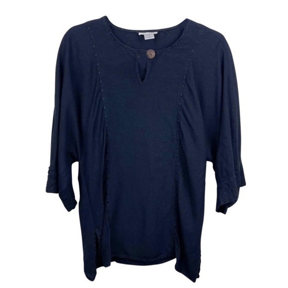 Natori black linen blend Tunic blouse Size Small - Picture 1 of 4